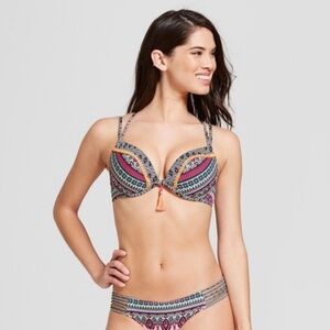 Women’s Shade & Shore Push Up Criss Cross Back Tassel Bikini Swimsuit Top 38C